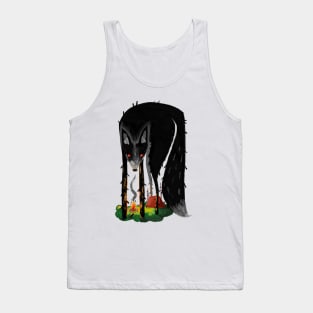 Black Wolf and Campfire in the Dark Tank Top